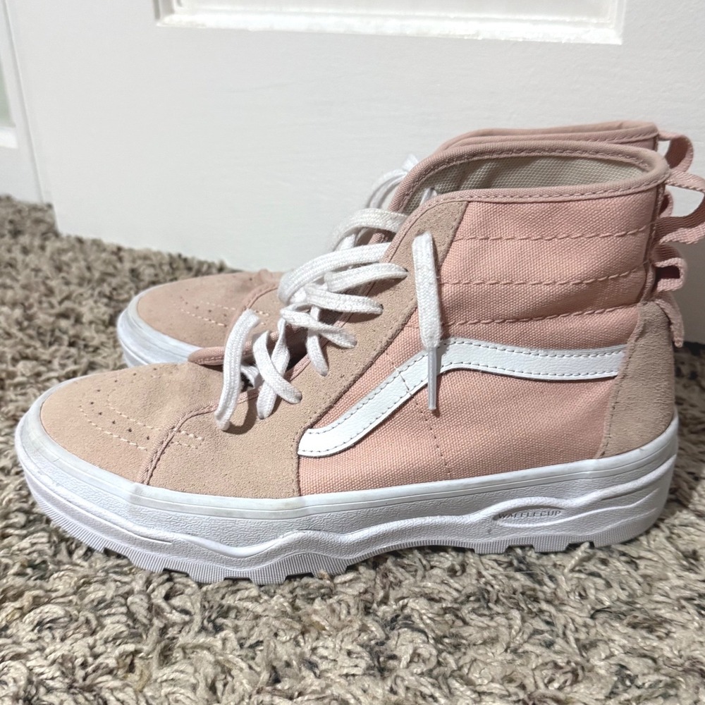 Vans Sk8-Hi Sentinels Peach Pink Suede Canvas Platform Sneakers Women 7